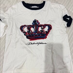 Dolce & Gabbana Kids White T-Shirt with Red and Blue Crown
